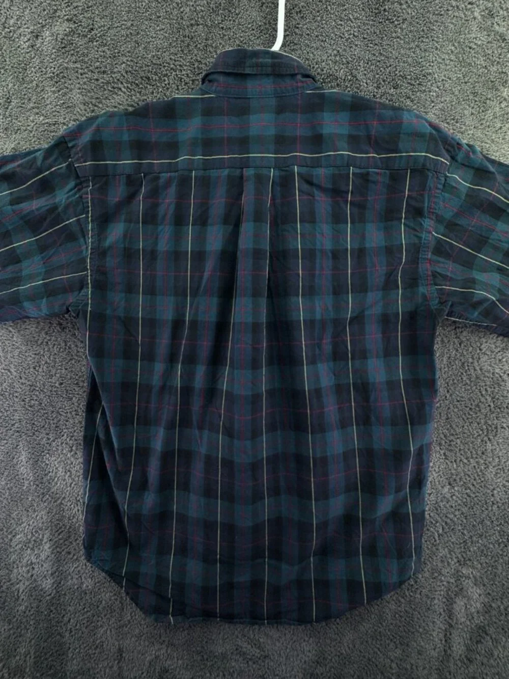 Ralph Lauren Boys Long Sleeve Button Up Shirt Green Plaid Large Cotton Pony Logo